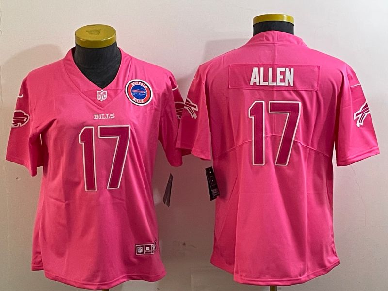 Women 2026 Buffalo Bills #17 Allen Pink Nike Limited NFL Jersey style 002